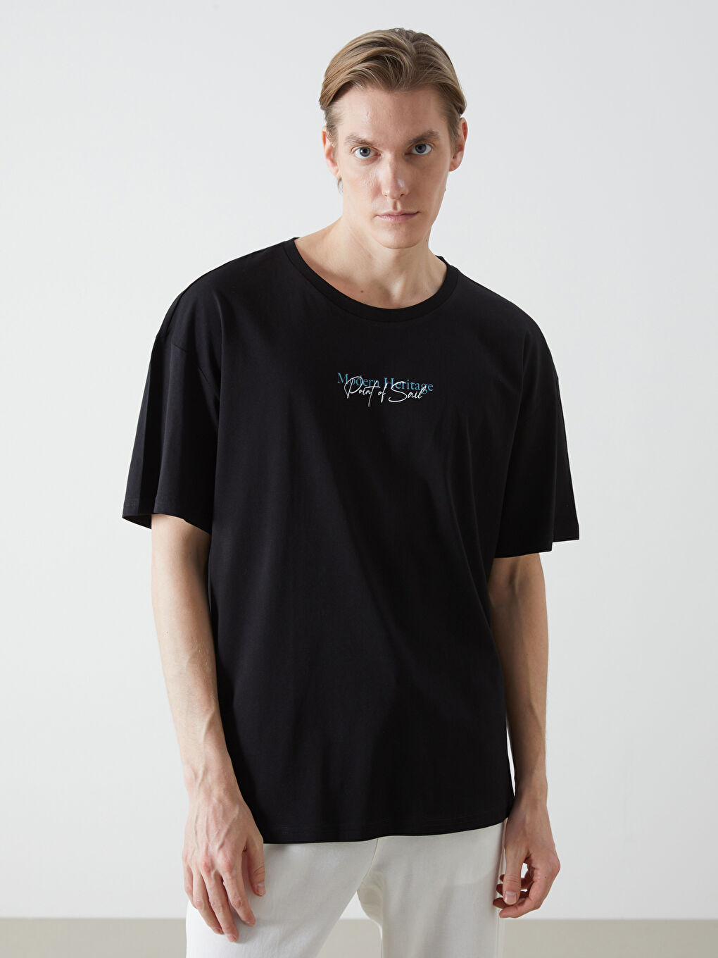 Crew Neck Short Sleeve Printed Combed Cotton Men's T-shirt -S5J280Z8-CVL