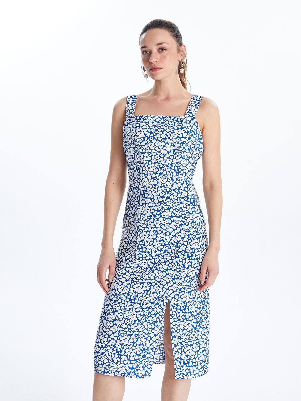 Square Collar Floral Dress -S5J301Z8-LSJ