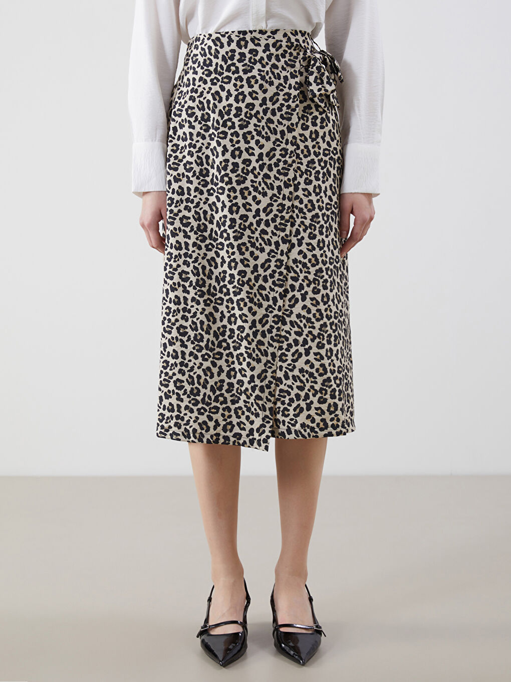 Elastic Waist Leopard Figured Skirt -S5J311Z8-LQB