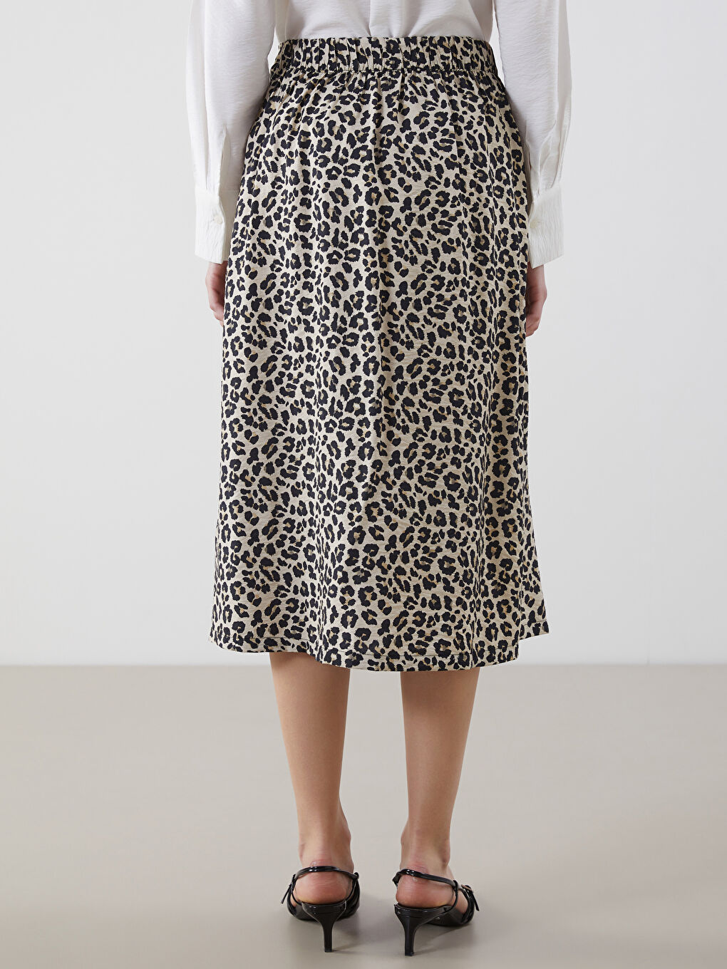 Elastic Waist Leopard Figured Skirt -S5J311Z8-LQB