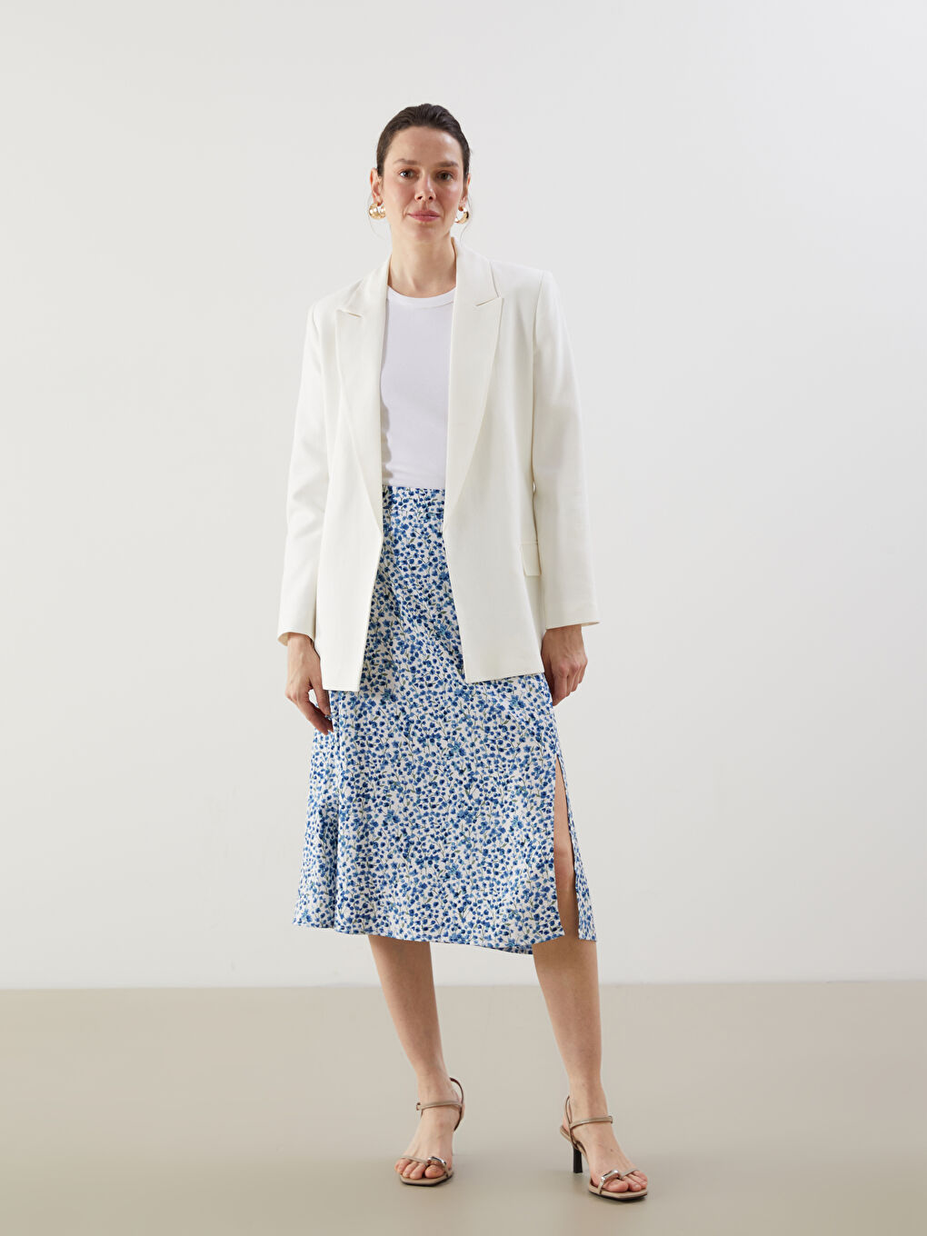 Elasticated Waist Floral A-Line Skirt -S5J313Z8-LQQ