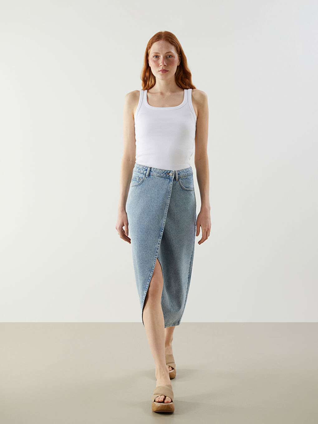 Woman INDIGO Denim Skirt -S5J357Z8-507