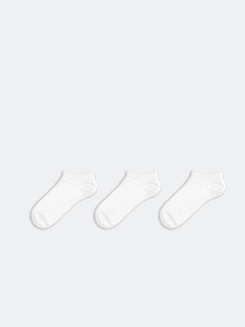 Beyaz Kadın Düz Patik Çorap 3'lü