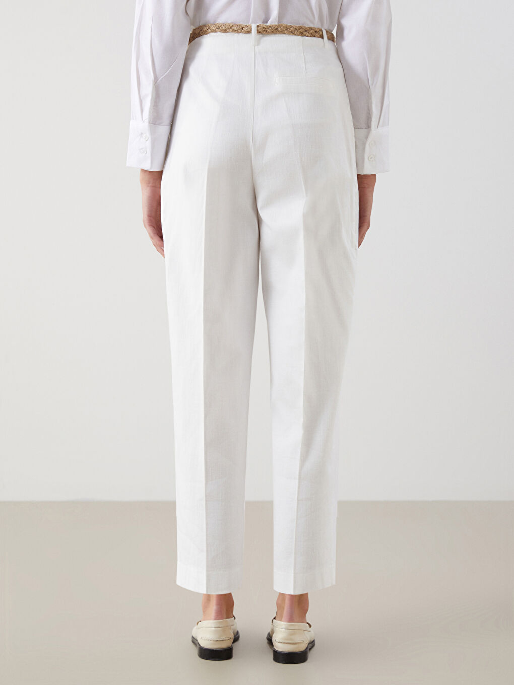 Belted High Waisted Carrot Fit Women's Trousers -S5J360Z8-R9J