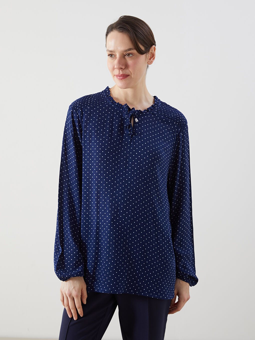 Tie Neck Polka Dot Blouse
