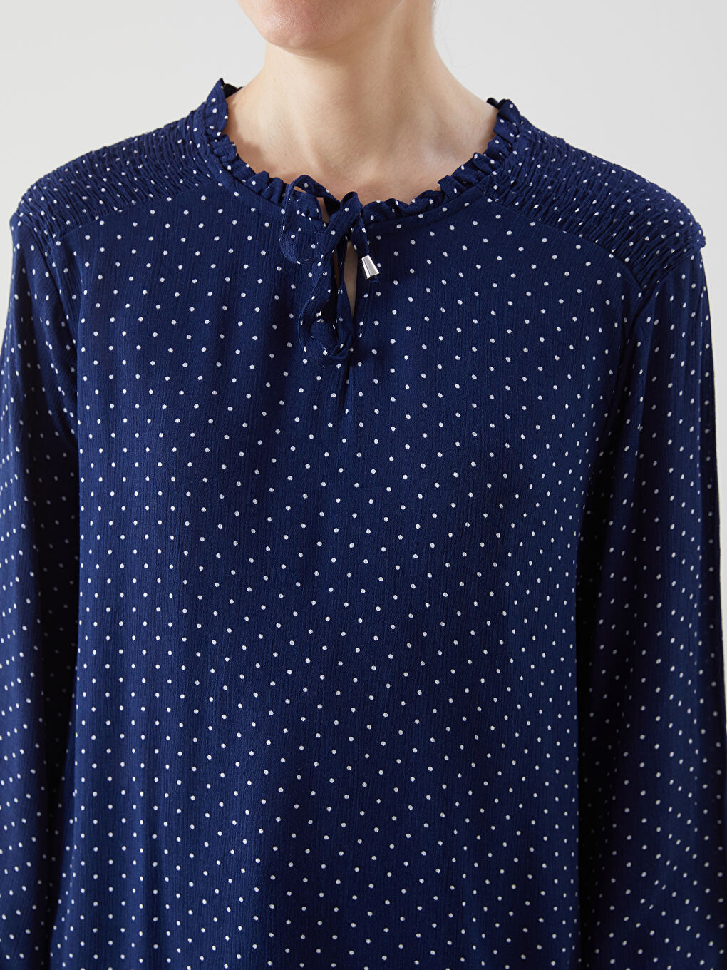 Tie Neck Polka Dot Blouse-2