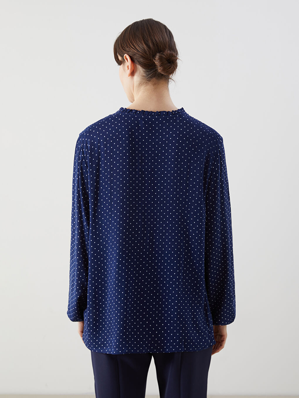 Tie Neck Polka Dot Blouse-3
