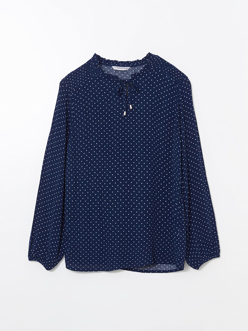 Tie Neck Polka Dot Blouse-4