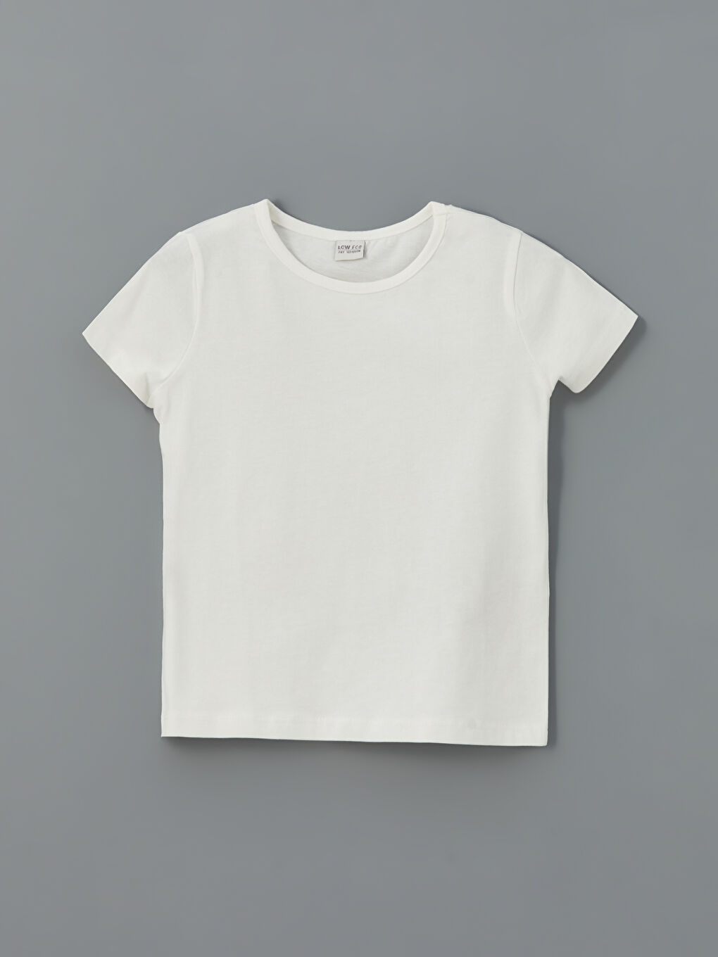 Beyaz Bisiklet Yaka Basic Kız Çocuk Tişört