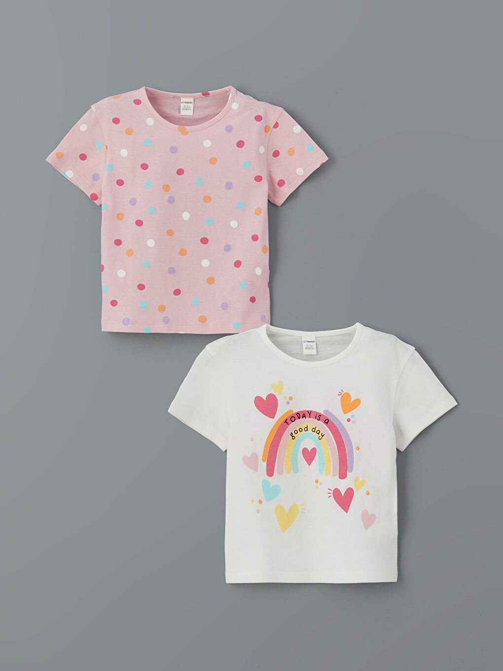 LCW Kids Majica sa okruglim izrezom, štampana, za devojčice, 2-pakovanja -S5J431Z1-R9J