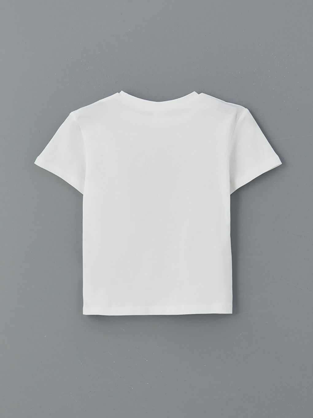 Beyaz Bisiklet Yaka Baskılı Kız Çocuk Tişört-1