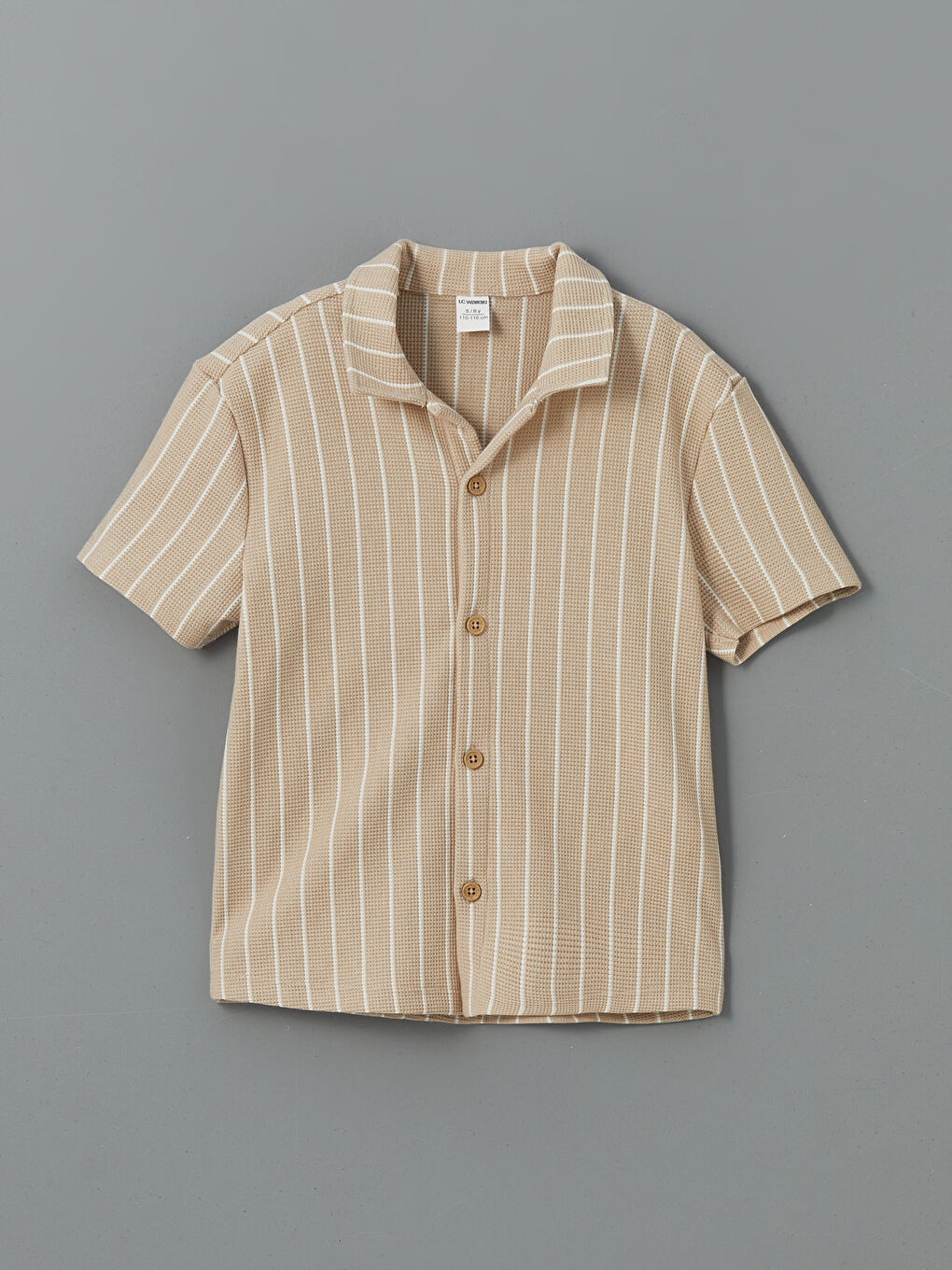 Bej Çizgili Erkek Çocuk Gömlek