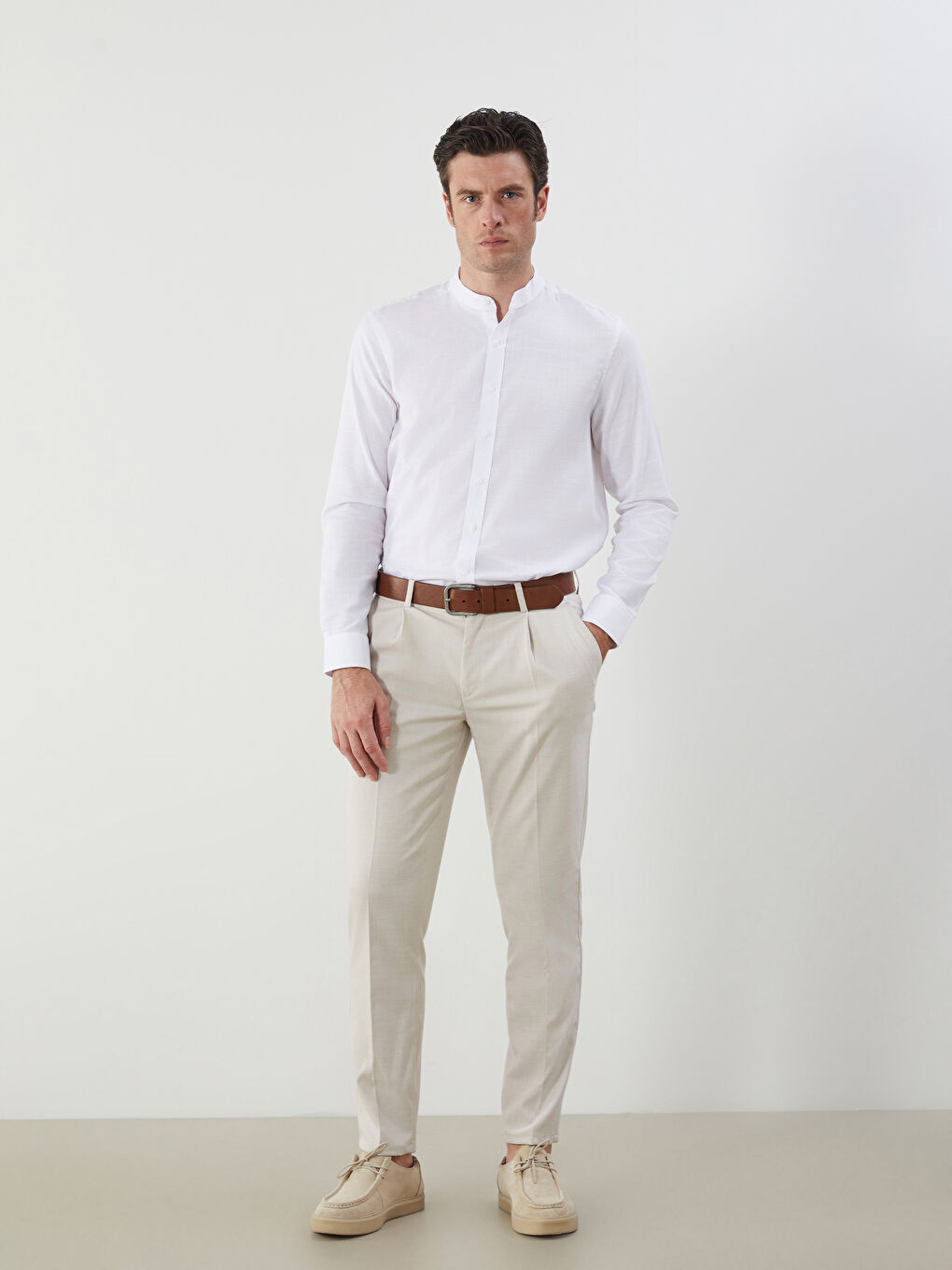 Standard Fit Long Sleeved Poplin Men's Shirt -S5J464Z8-Q6K