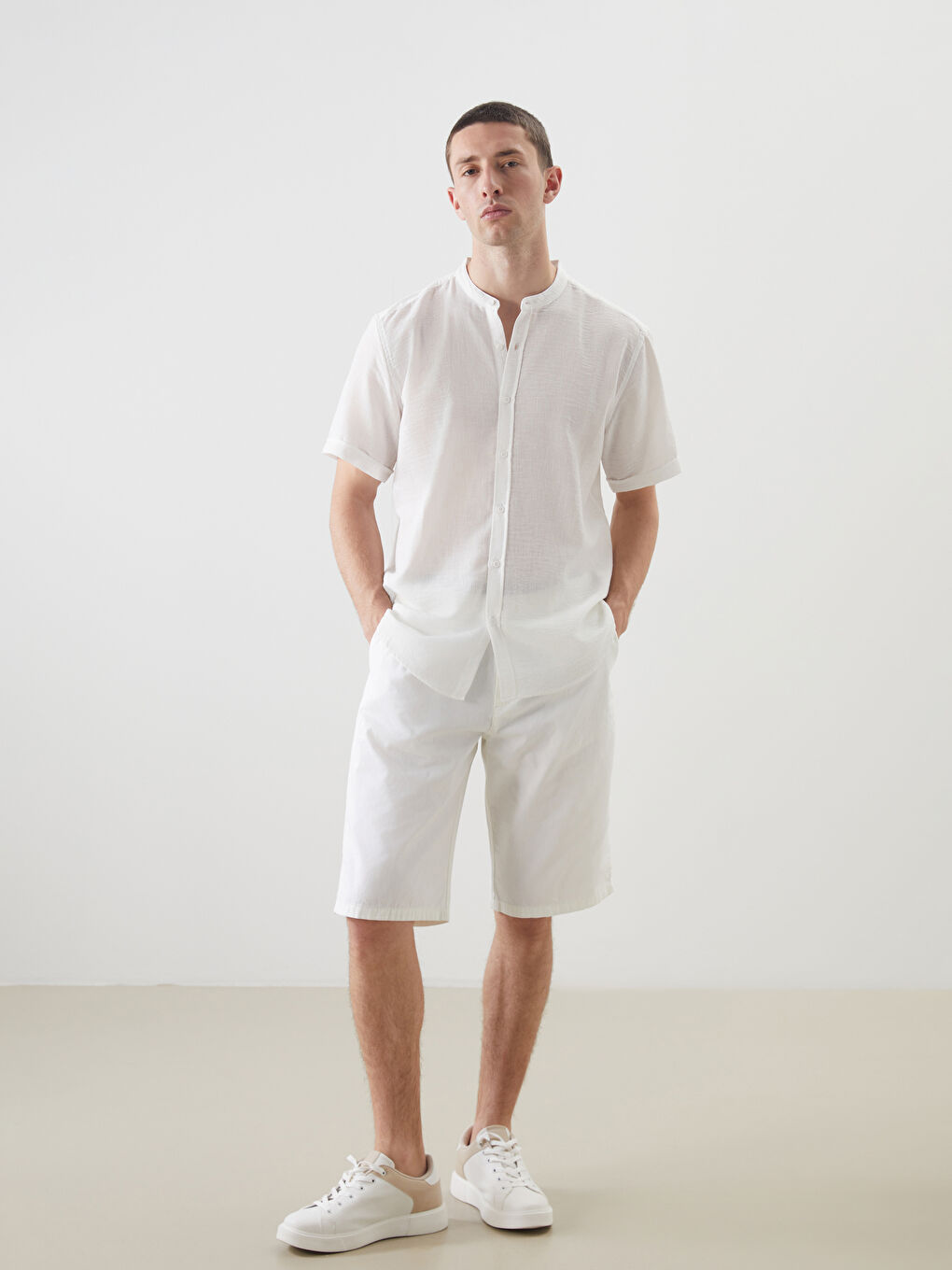 قميص رجالي بكم قصير بقصة عادية-1