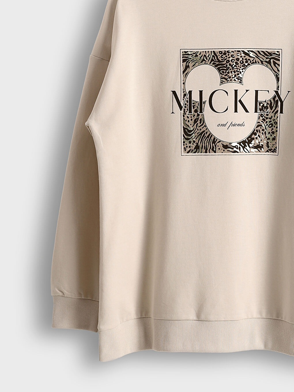 LCWAIKIKI Classic Dukserica tunika sa okruglim izrezom i štampanim Mickey Mouse motivom za žene -S5J477Z8-FZJ