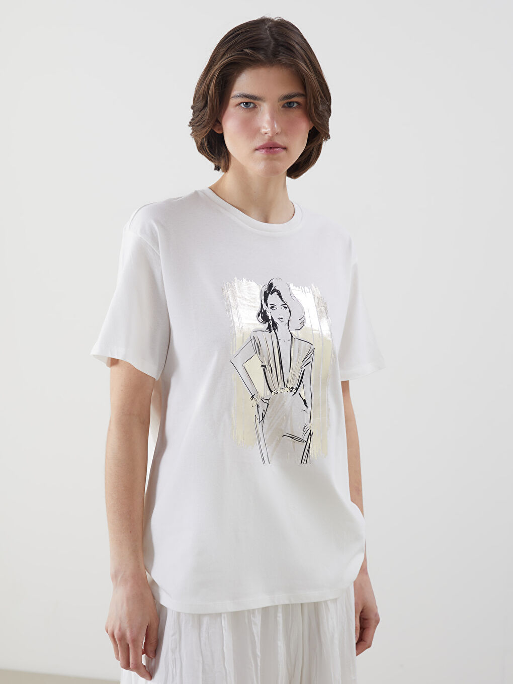 LCW Vision Crew Neck Printed Women's T-Shirt -S5J492Z8-R9J