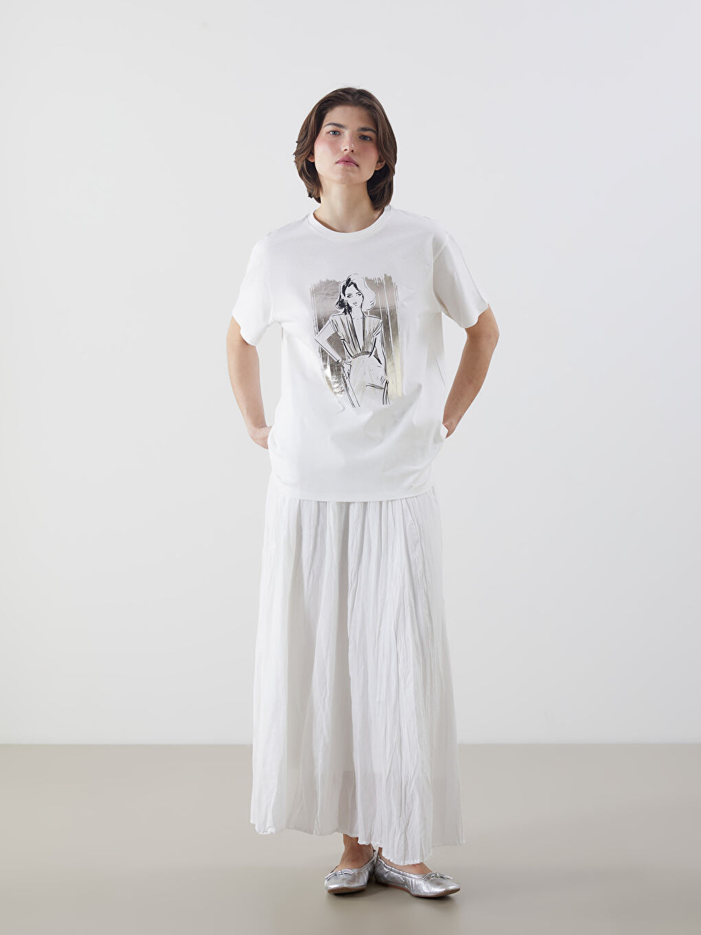 LCW Vision Crew Neck Printed Women's T-Shirt -S5J492Z8-R9J