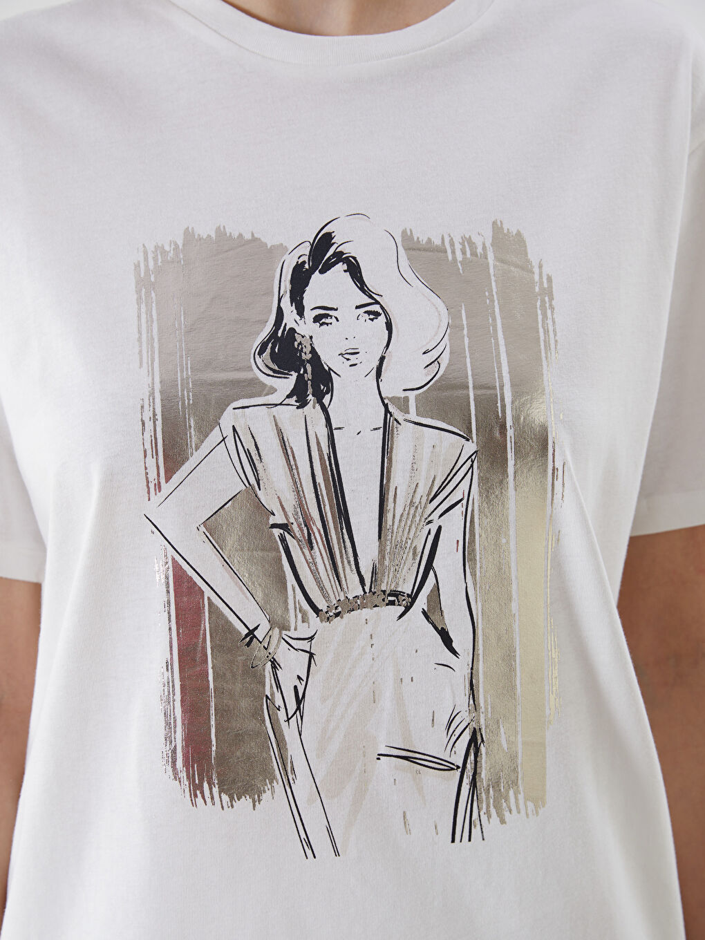 LCW Vision Crew Neck Printed Women's T-Shirt -S5J492Z8-R9J