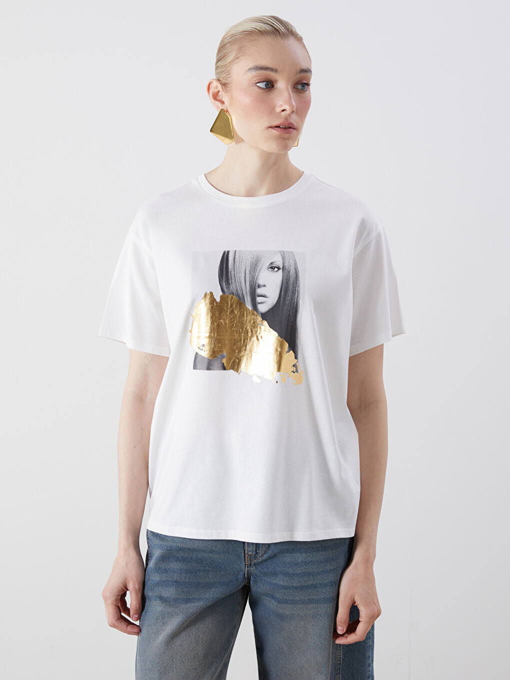 LCW Vision Crew Neck Printed Women's T-Shirt -S5J493Z8-R9J