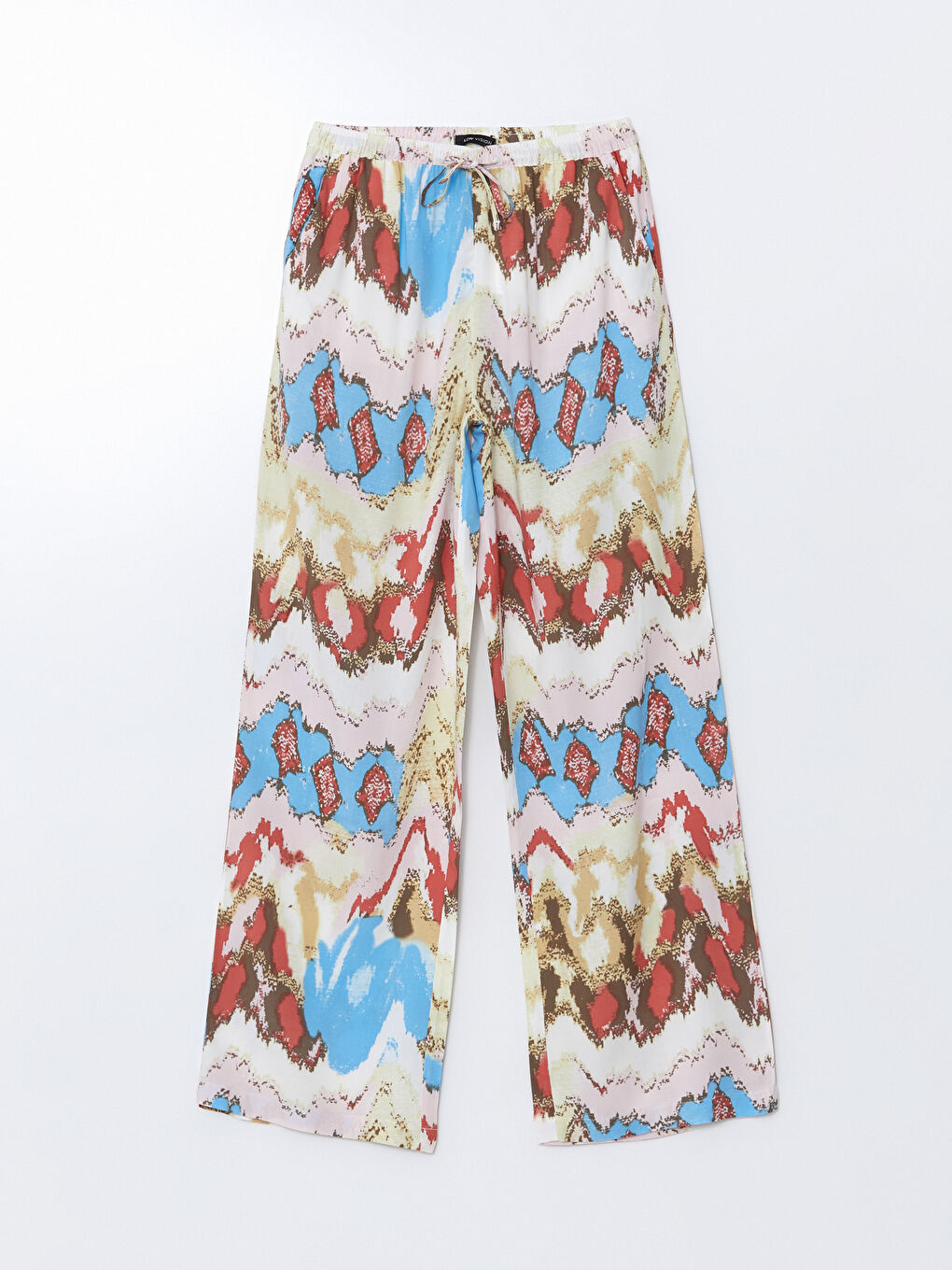 LCW Vision Elasticated Waist Patterned Wide Leg Women's Trousers -S5J498Z8-LQY