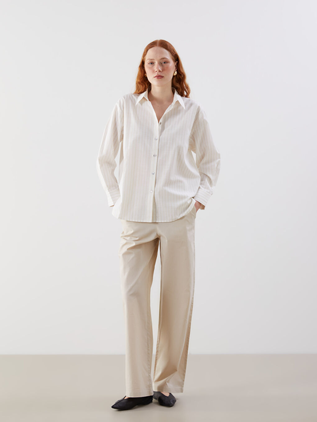 Women's Elastic Waist Linen Blend Trousers -S5J500Z8-YYJ