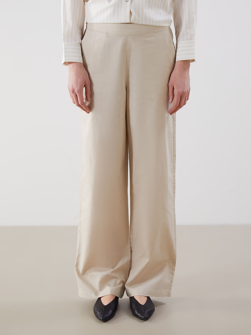Women's Elastic Waist Linen Blend Trousers -S5J500Z8-YYJ