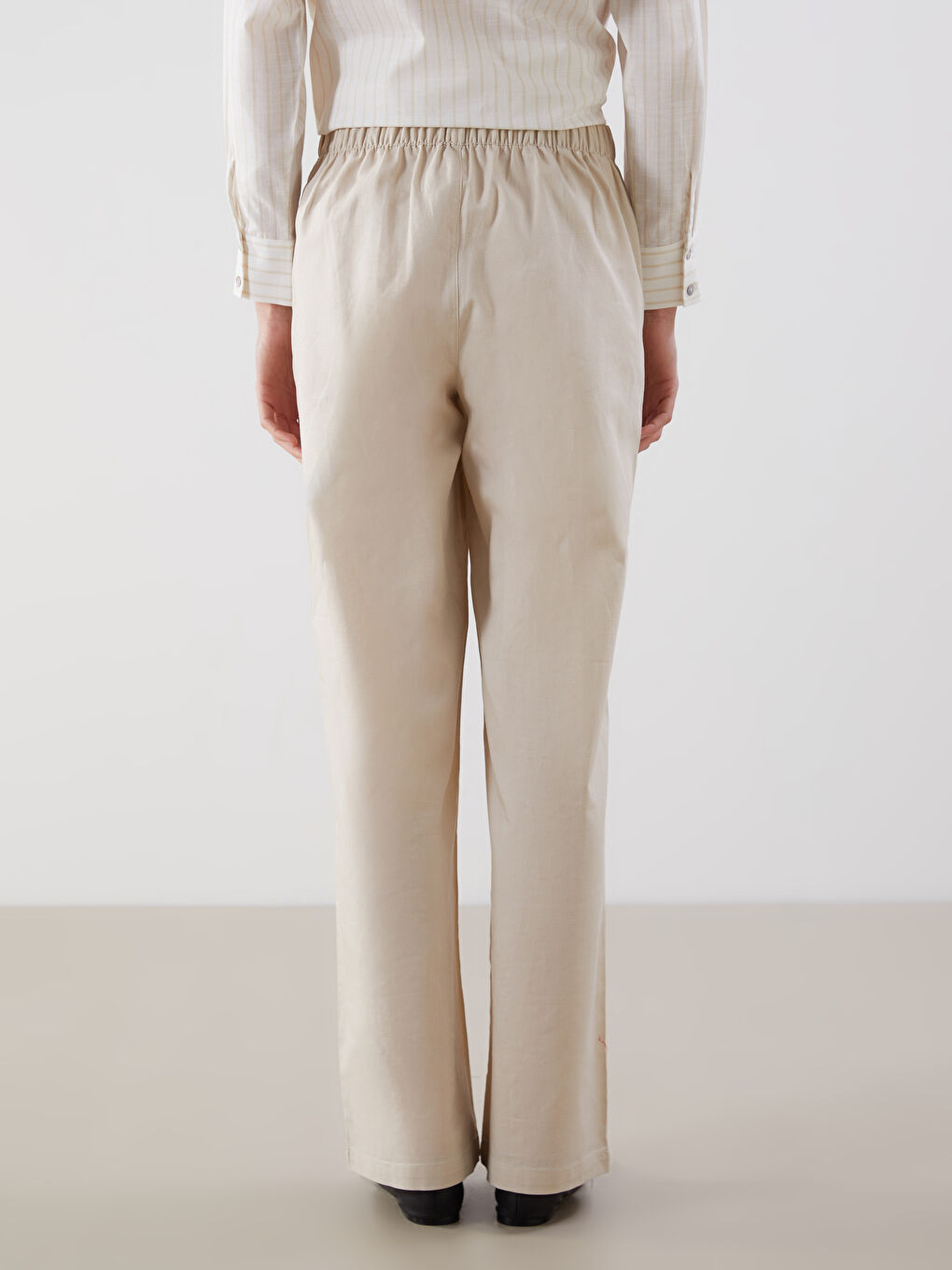 Women's Elastic Waist Linen Blend Trousers -S5J500Z8-YYJ