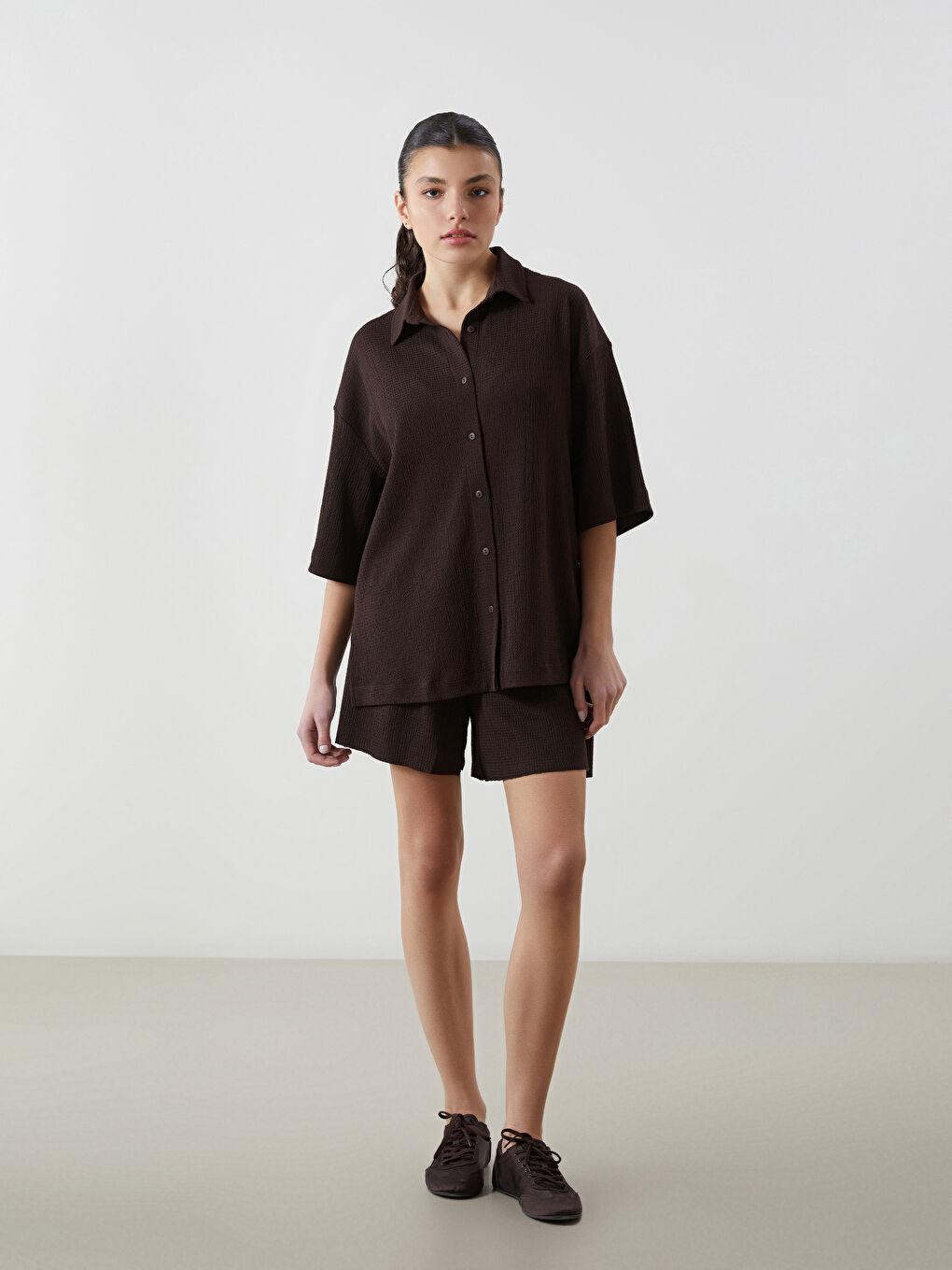 Elasticated Waist Textured Women's Shorts