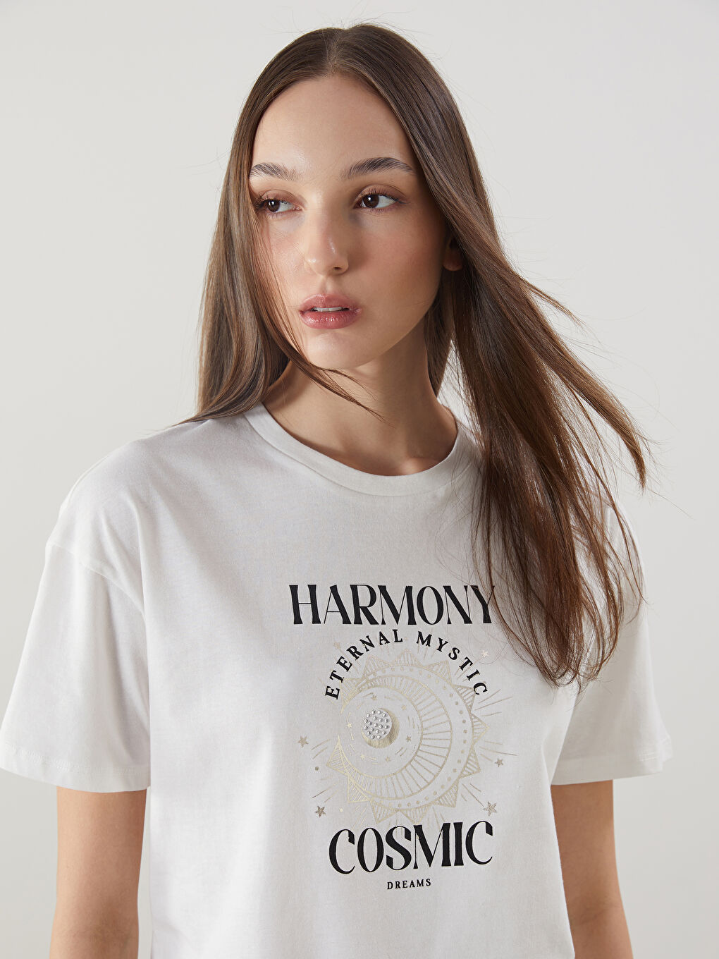 LCW Vision Crew Neck Printed Women's T-Shirt -S5J521Z8-R9J