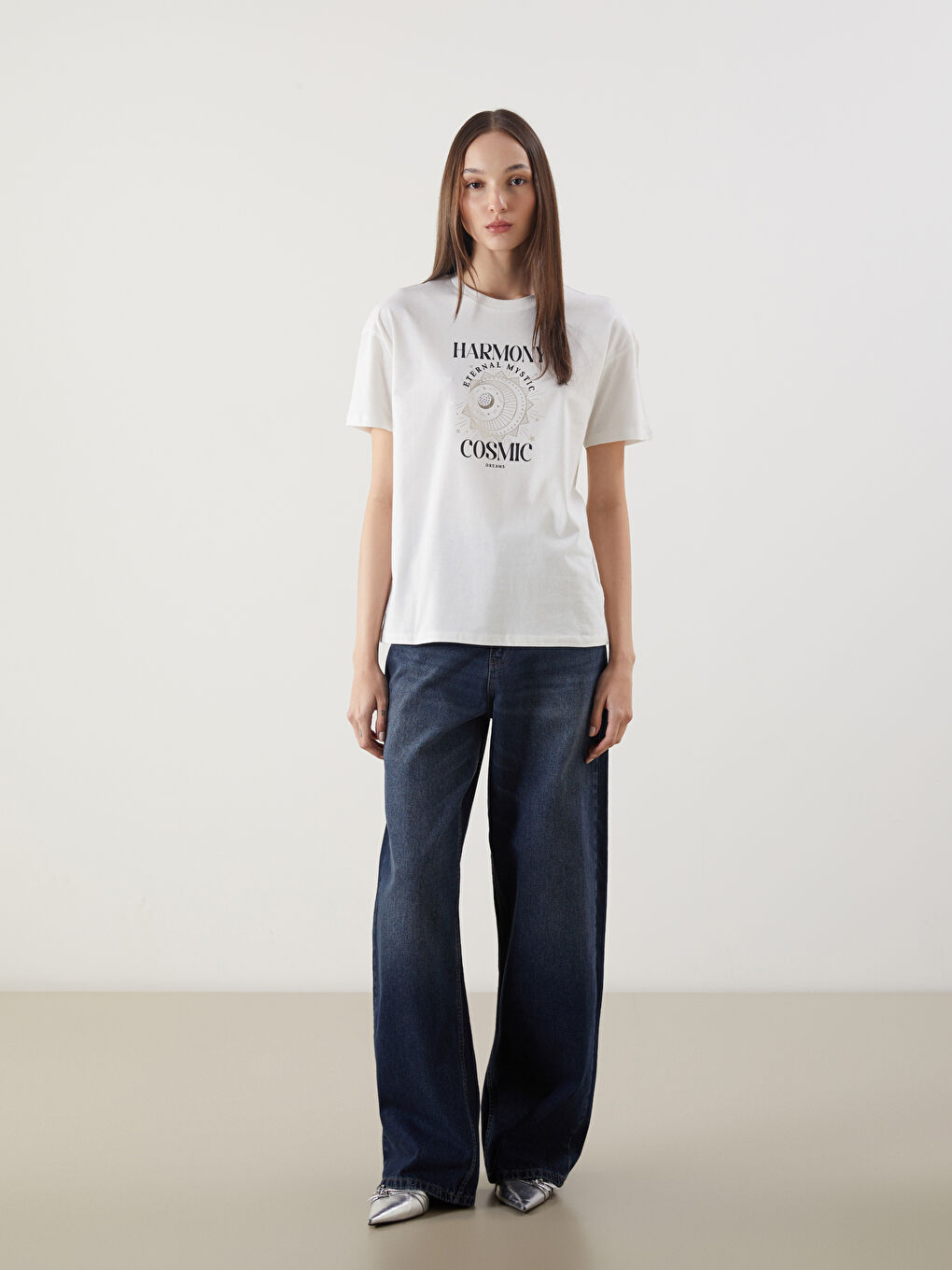 LCW Vision Crew Neck Printed Women's T-Shirt -S5J521Z8-R9J