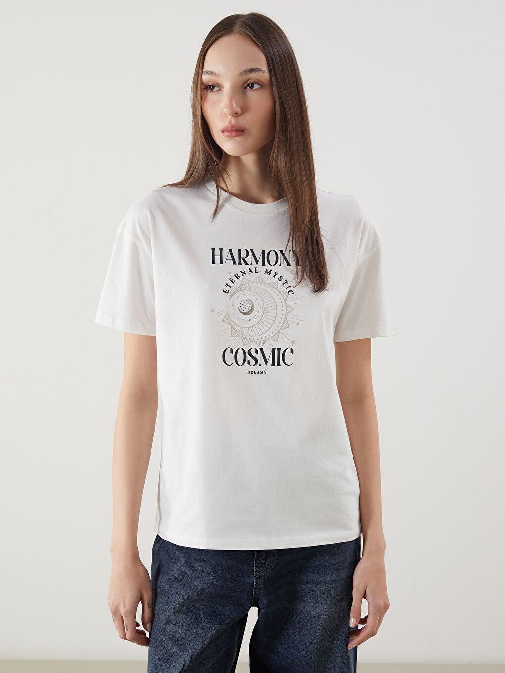 LCW Vision Crew Neck Printed Women's T-Shirt -S5J521Z8-R9J