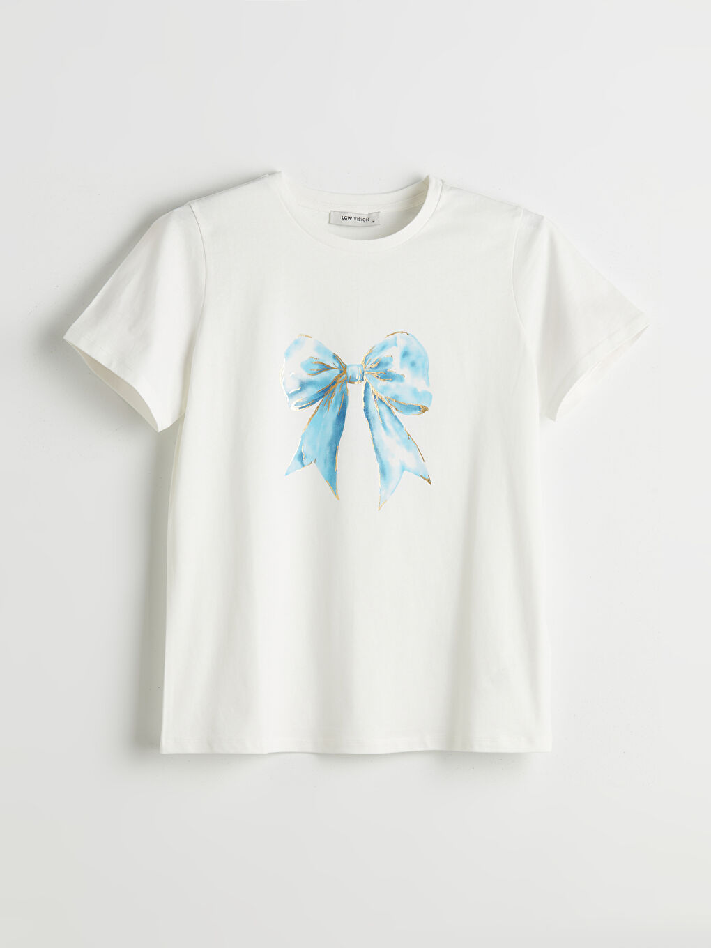 LCW Vision Crew Neck Bow Printed Women's T-Shirt -S5J522Z8-R9J
