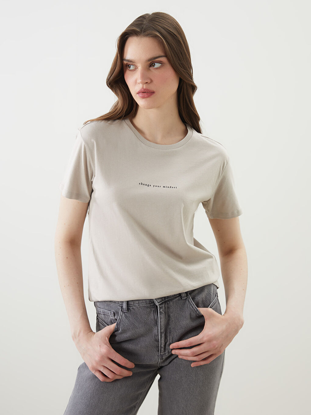 LCW Vision Crew Neck Printed Women's T-Shirt -S5J524Z8-FJS
