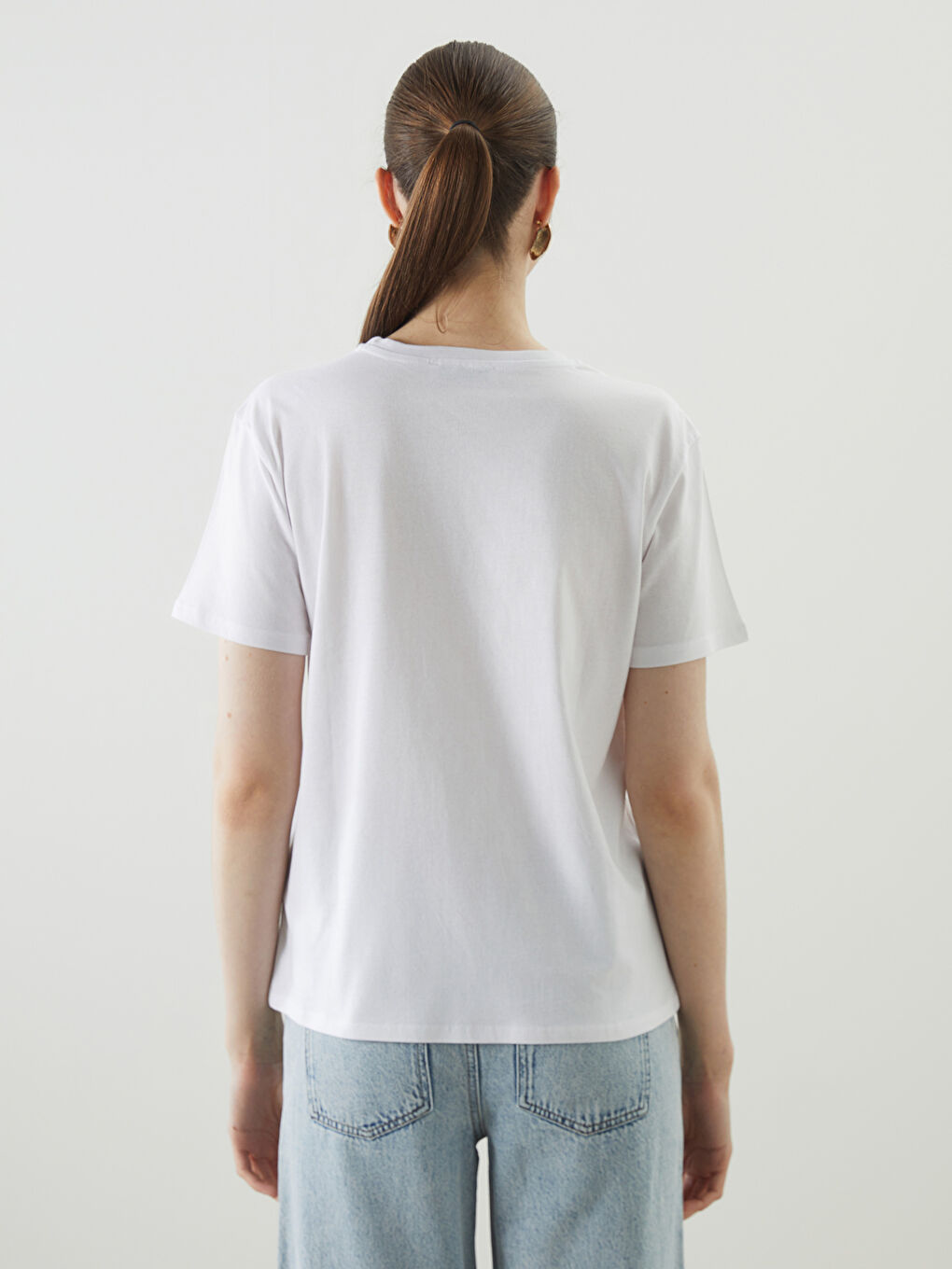LCW Vision Rundhalsausschnitt Bedrucktes T-Shirt für Damen -S5J525Z8-Q6K