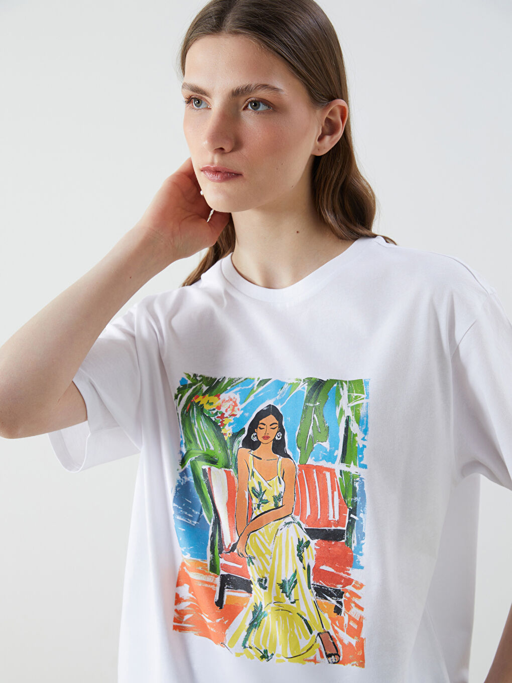 Crew Neck Printed Women's T-Shirt -S5J526Z8-Q6K