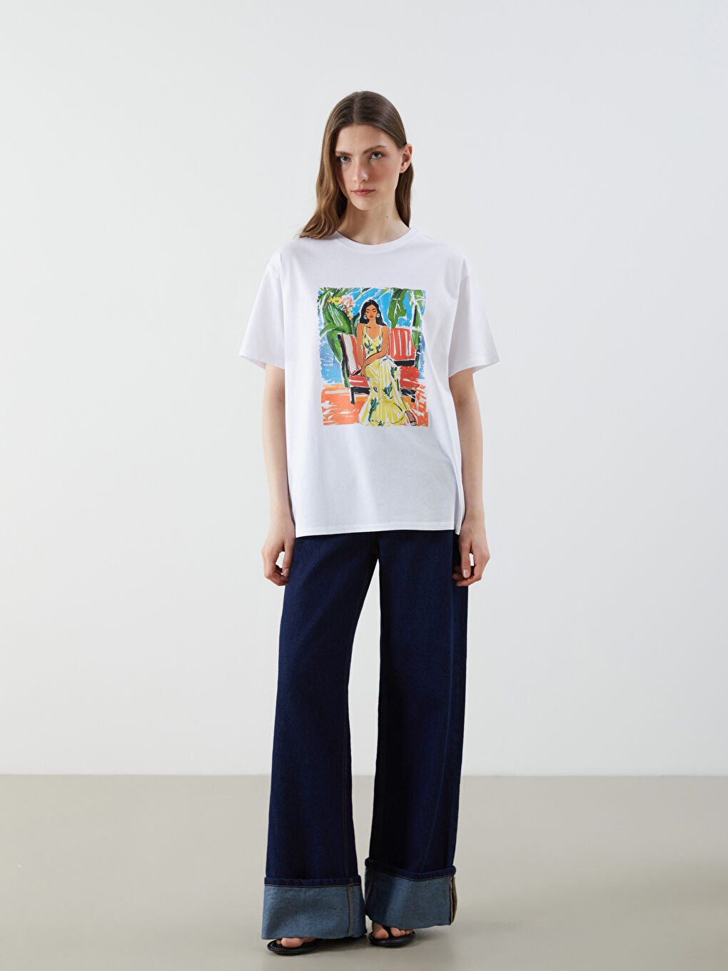 Crew Neck Printed Women's T-Shirt -S5J526Z8-Q6K