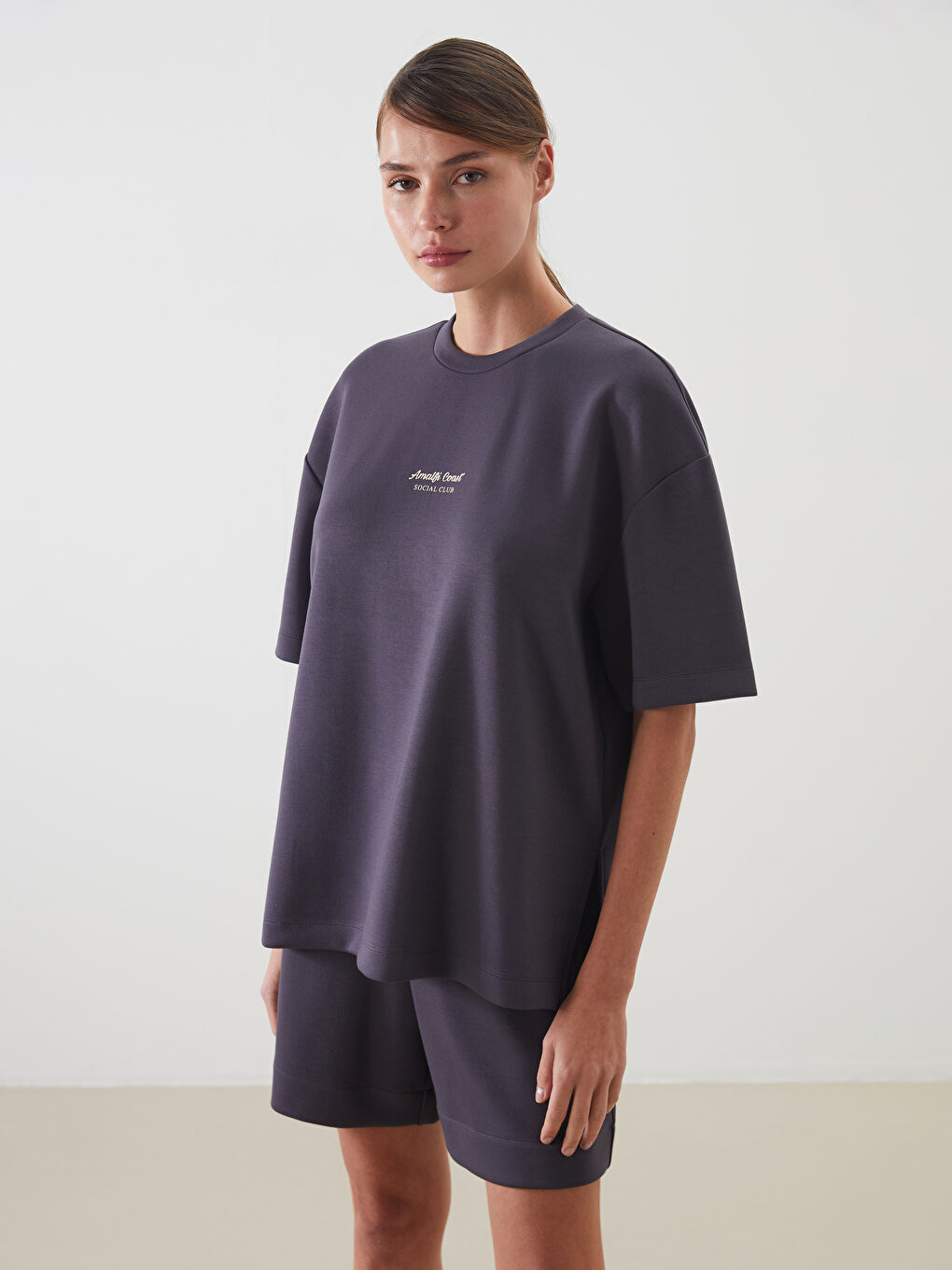 LC Waikiki Crew Neck Printed Oversize Women's T-Shirt -S5J539Z8-HGV