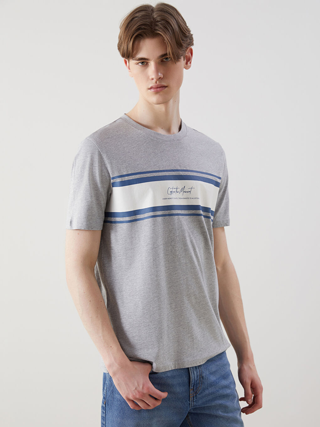 Crew Neck Striped Jersey Men's T-Shirt -S5J553Z8-LAL