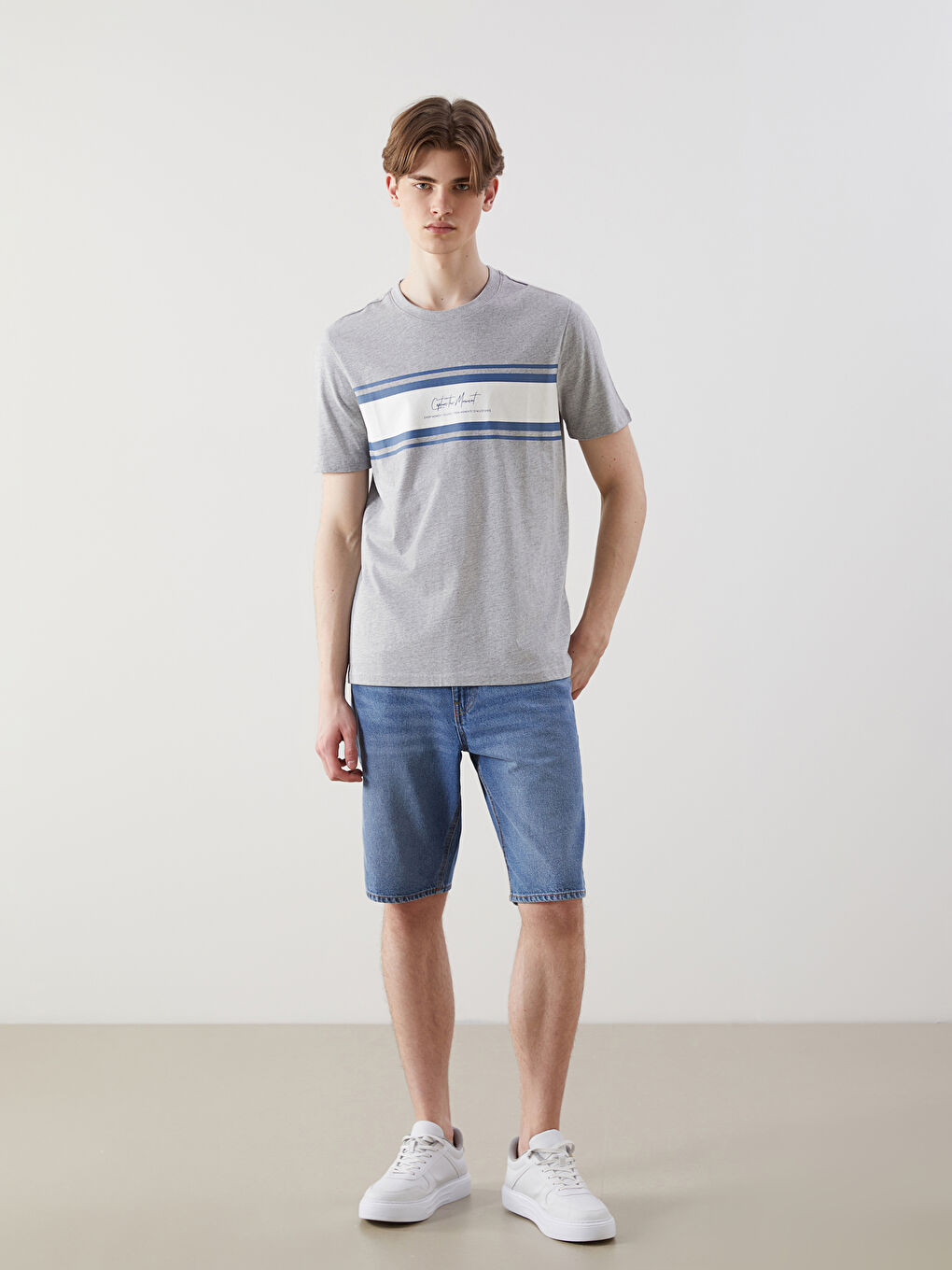 Crew Neck Striped Jersey Men's T-Shirt -S5J553Z8-LAL