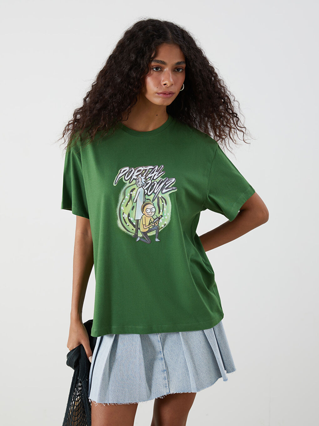 Crew Neck Rick and Morty Printed Women's T-Shirt -S5J584Z8-R36