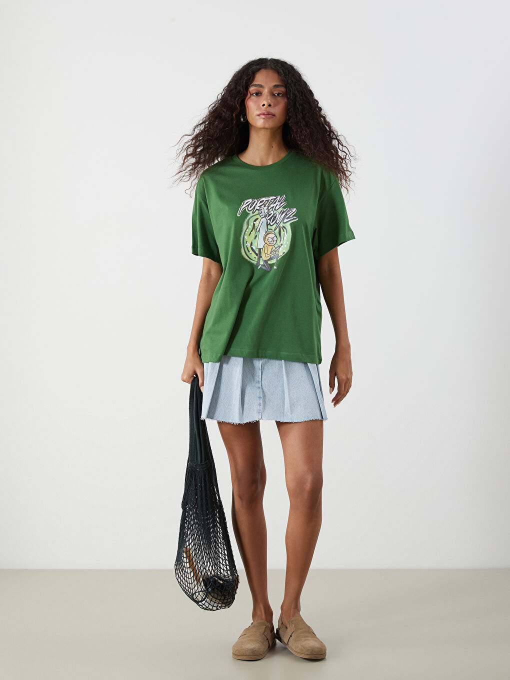 Crew Neck Rick and Morty Printed Women's T-Shirt -S5J584Z8-R36