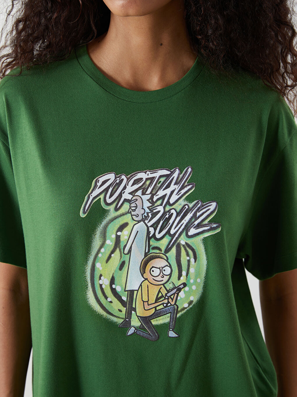 Crew Neck Rick and Morty Printed Women's T-Shirt -S5J584Z8-R36