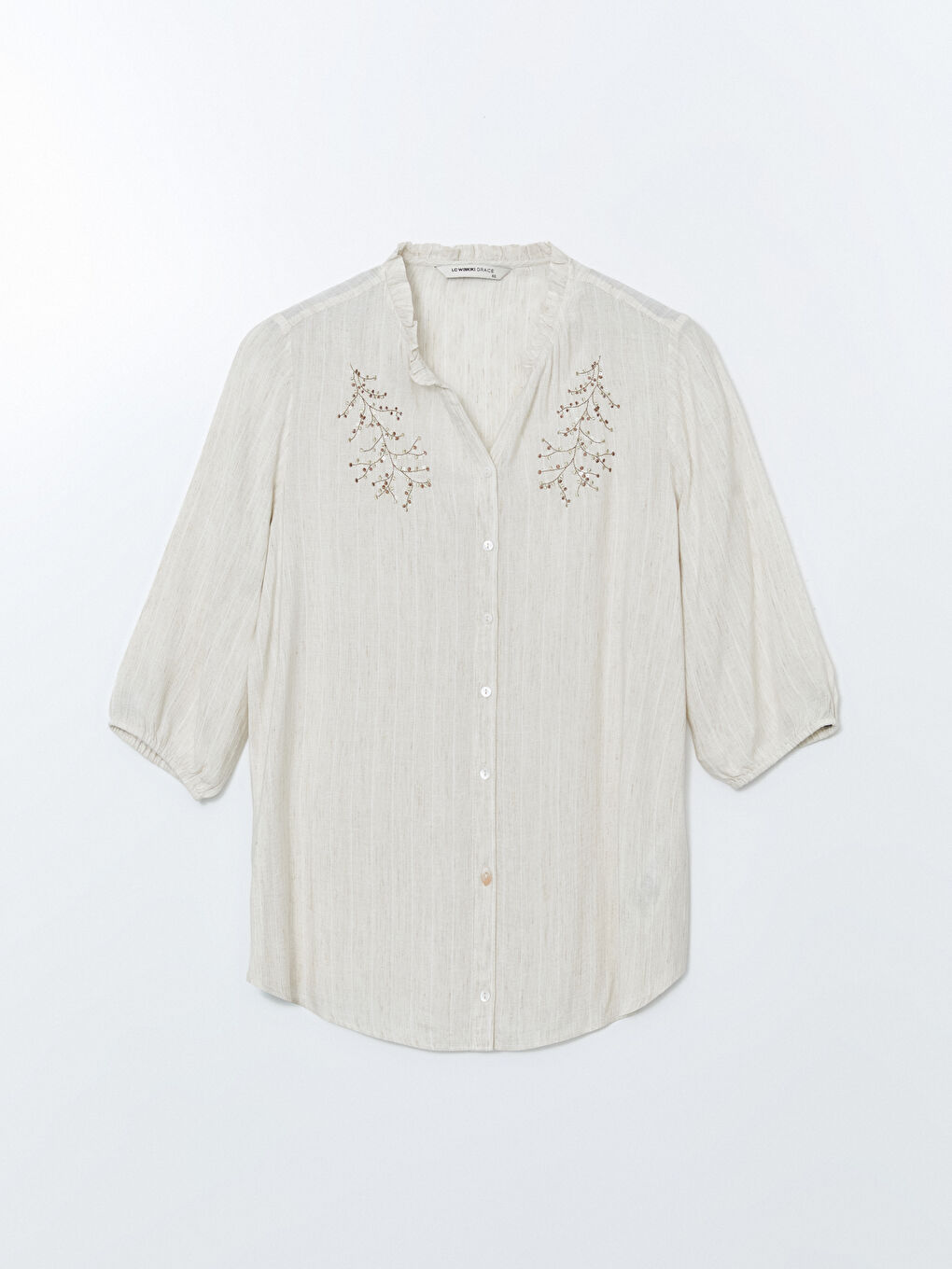 Linen Blend Floral Women's Shirt -S5J602Z8-ELZ