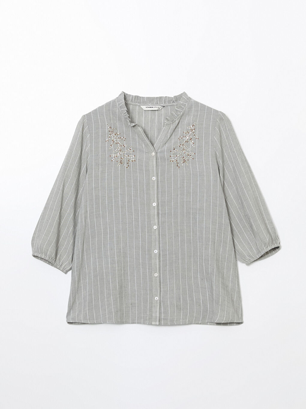 Linen Blend Floral Women's Shirt -S5J602Z8-LGD
