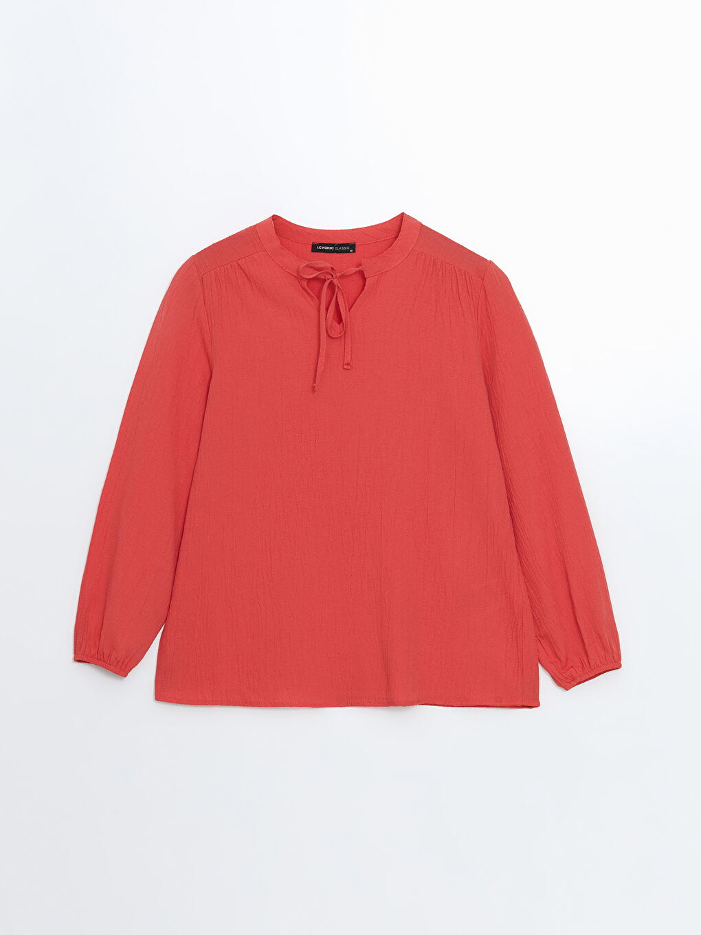 Mercan Bağlamalı Yaka Dokulu Kadın Bluz-4