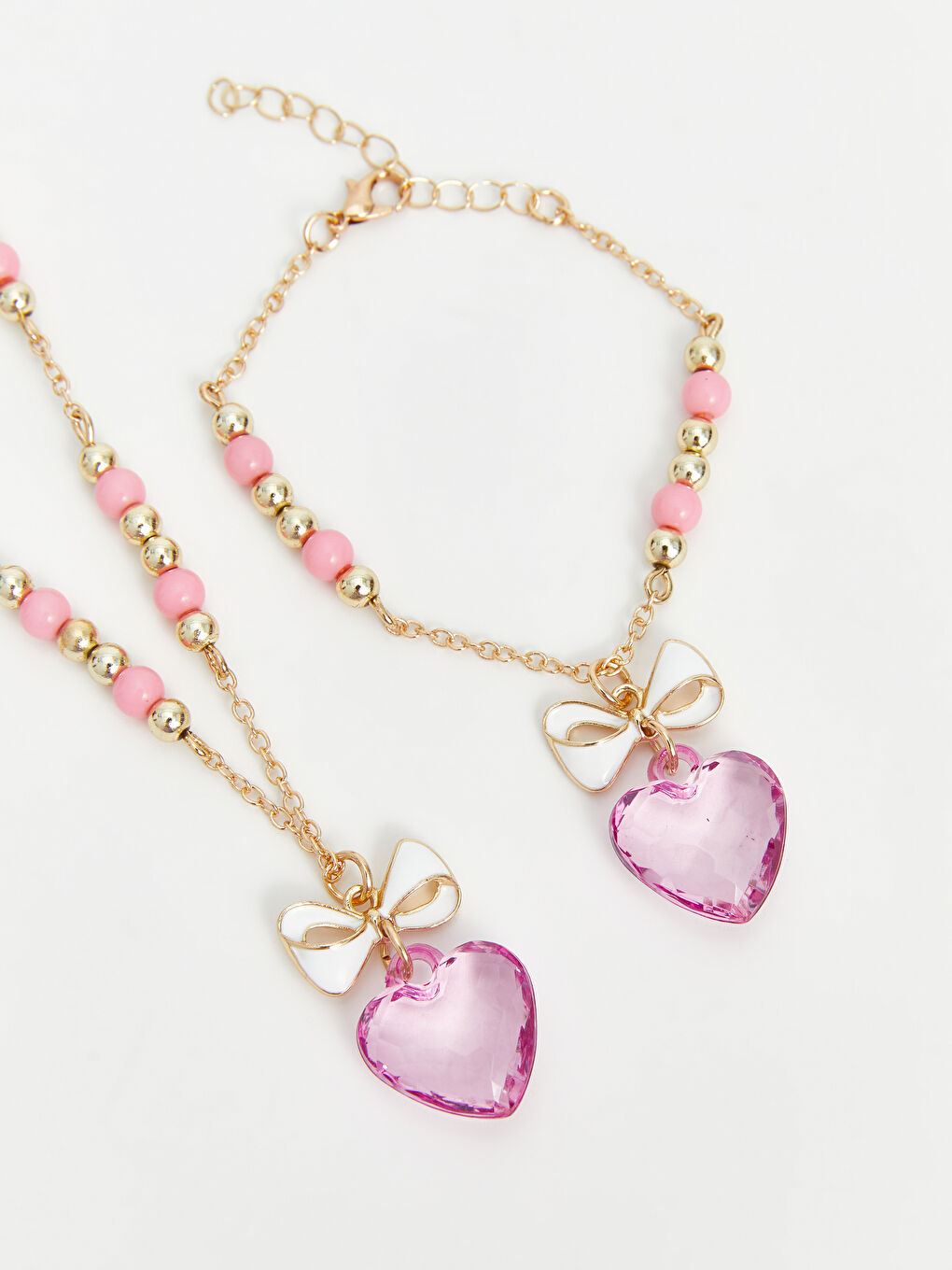 Heart Patterned Girls' Necklace and Bracelet Set -S5J611Z4-M0T