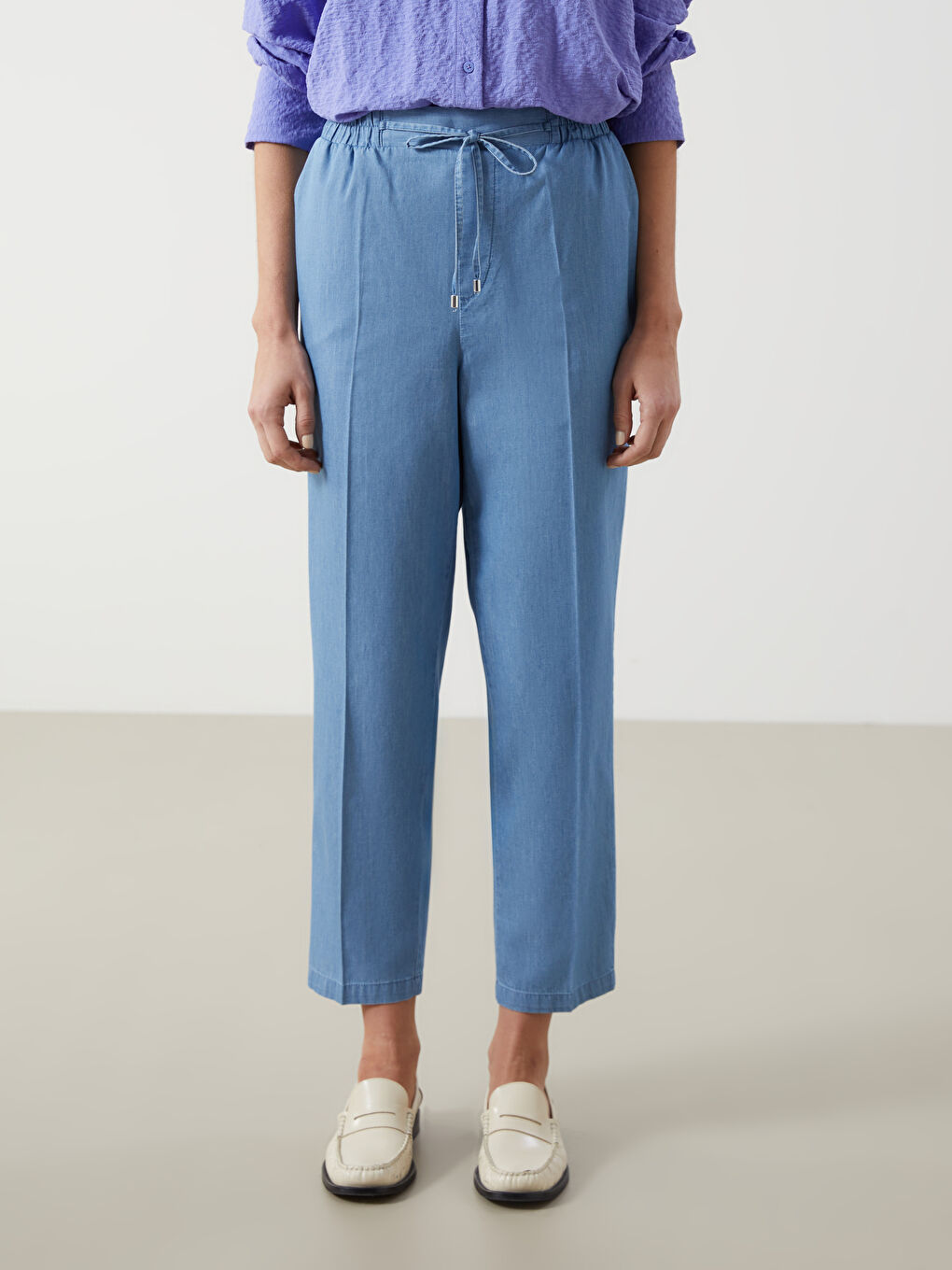 Elastic Waist Carrot Fit Women's Jean Trousers -S5J649Z8-H45