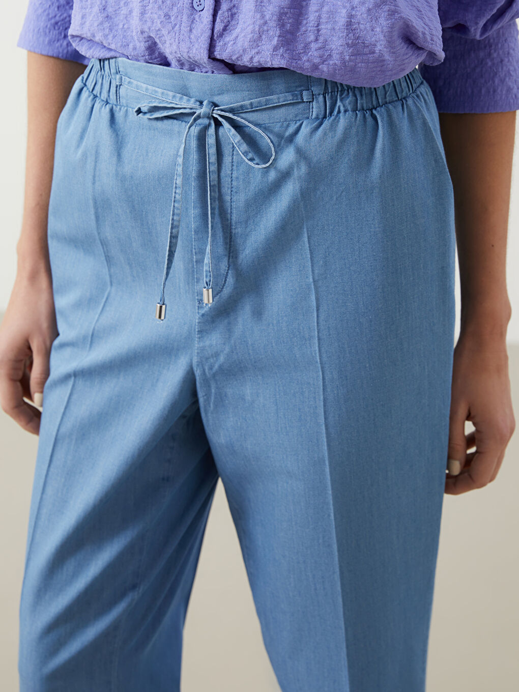 Elastic Waist Carrot Fit Women's Jean Trousers -S5J649Z8-H45