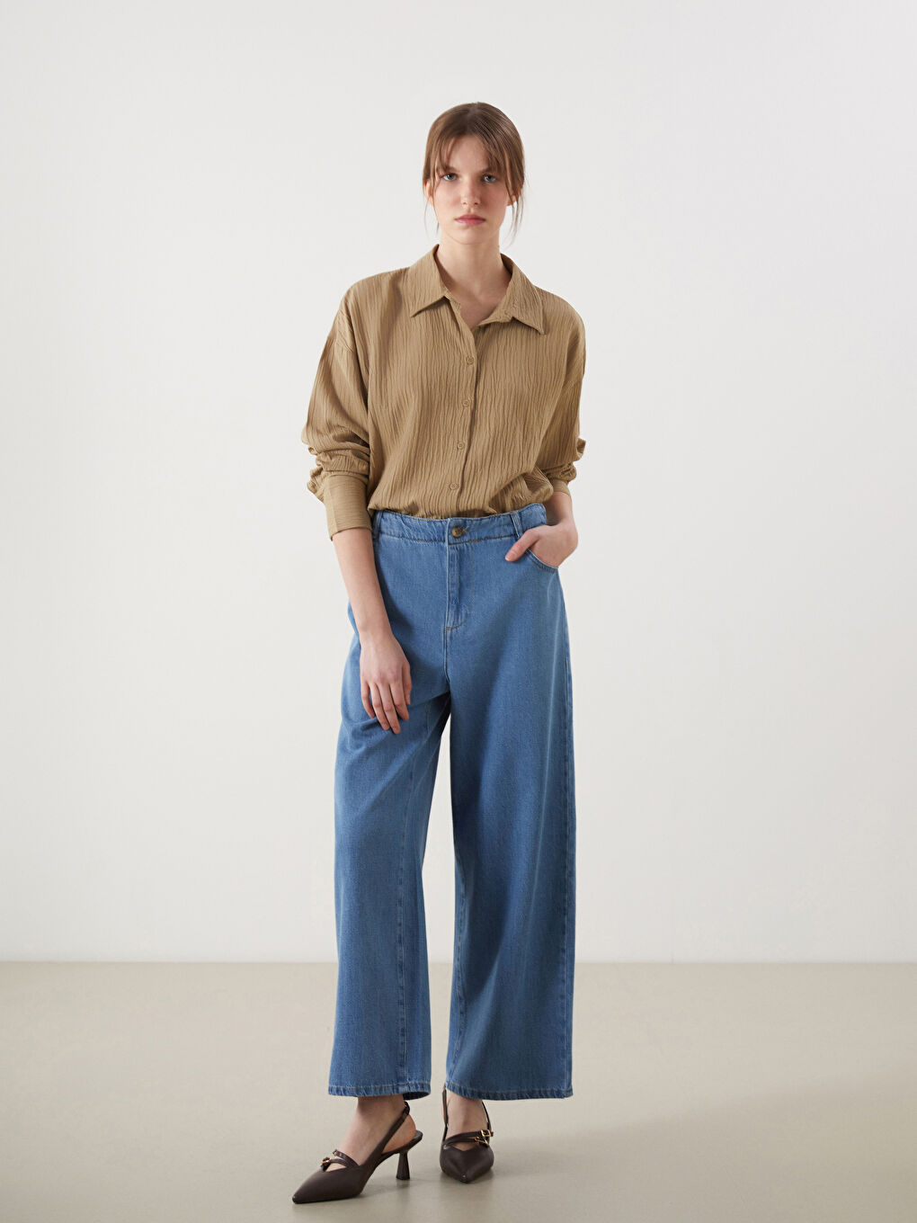 LCWAIKIKI Classic Elastic Waist Wide Leg Women's Jeans -S5J650Z8-H45
