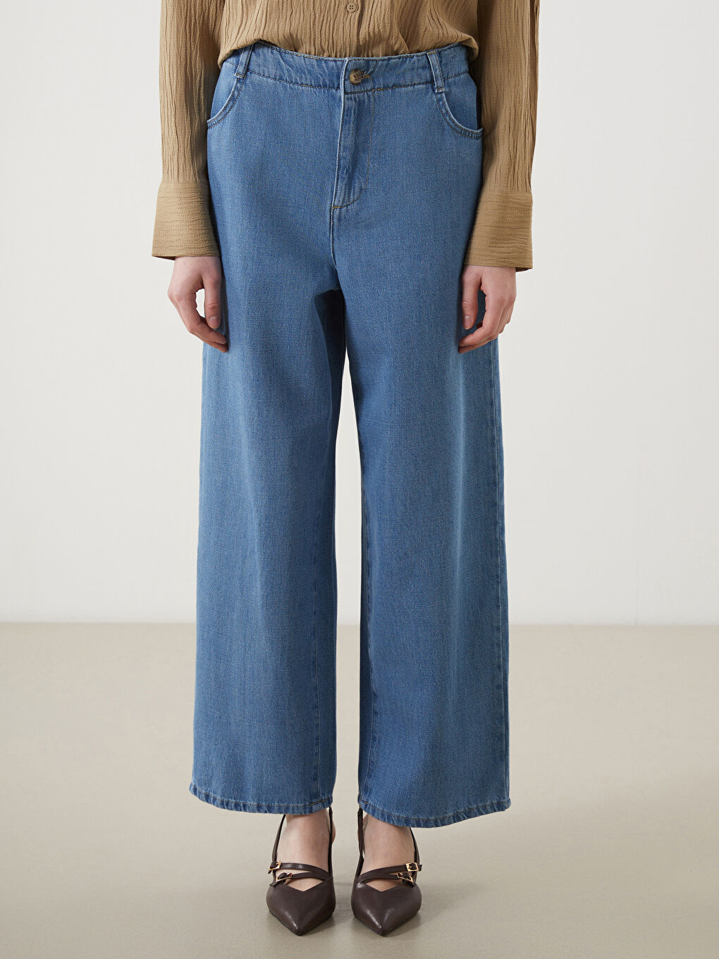 LCWAIKIKI Classic Elastic Waist Wide Leg Women's Jeans -S5J650Z8-H45